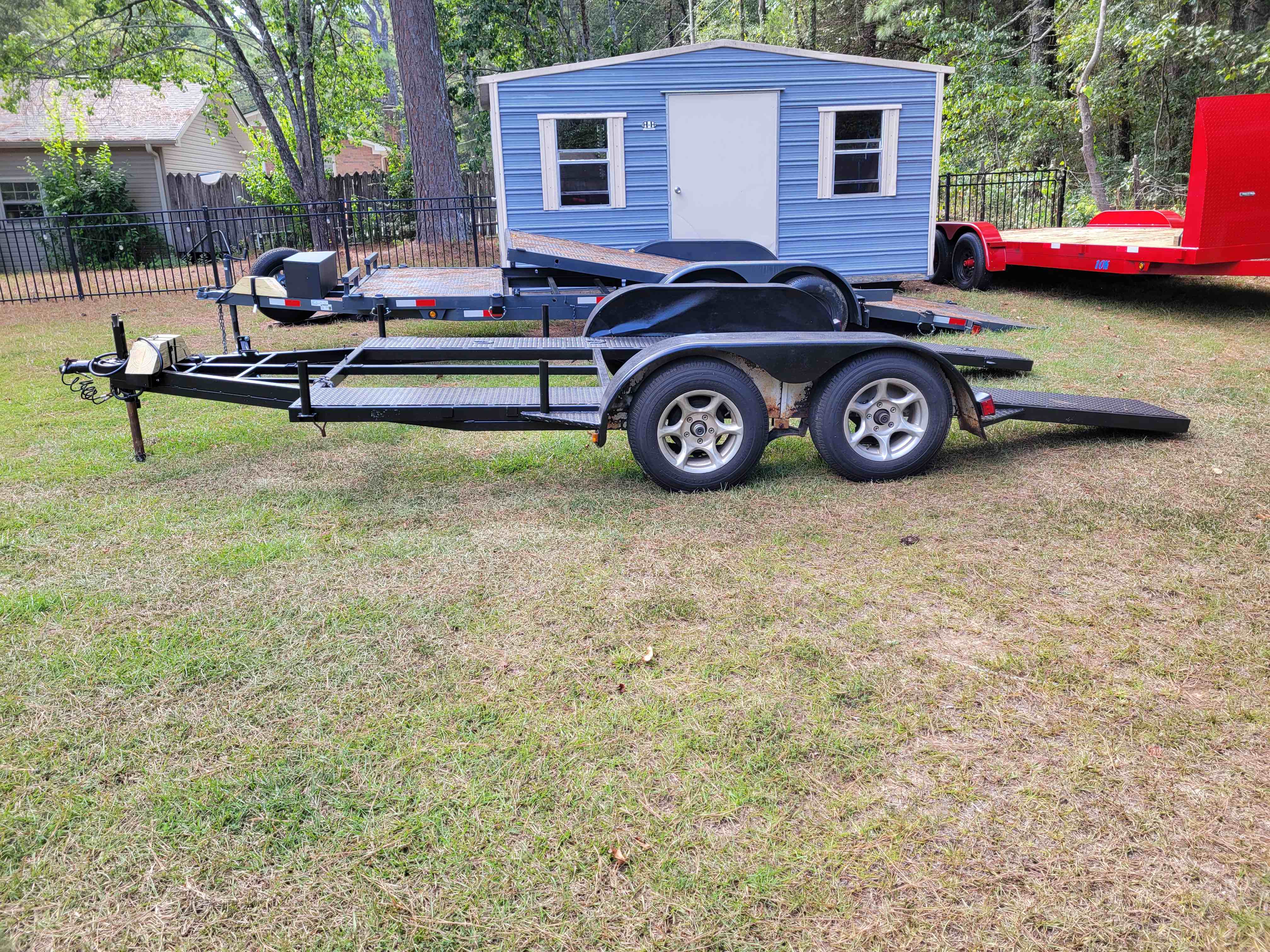 14' low boy open center car hauler trailer rental in Madison, AL